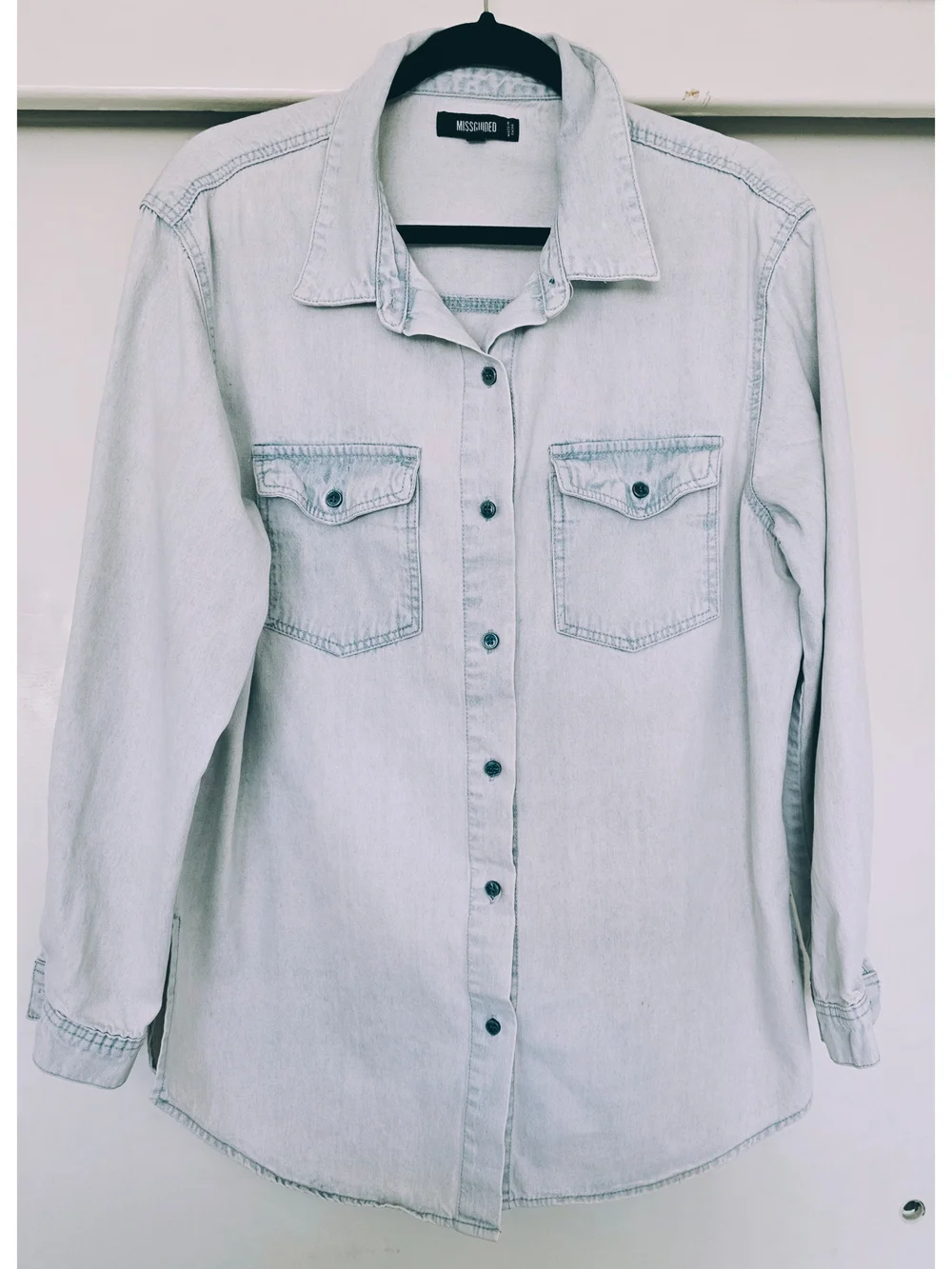 Light Wash Denim Button-Up Shirt - Picture 1 of 6